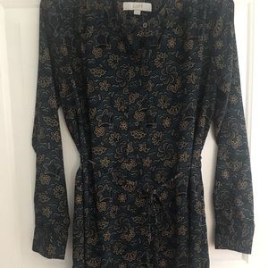 Loft teal and gold dress